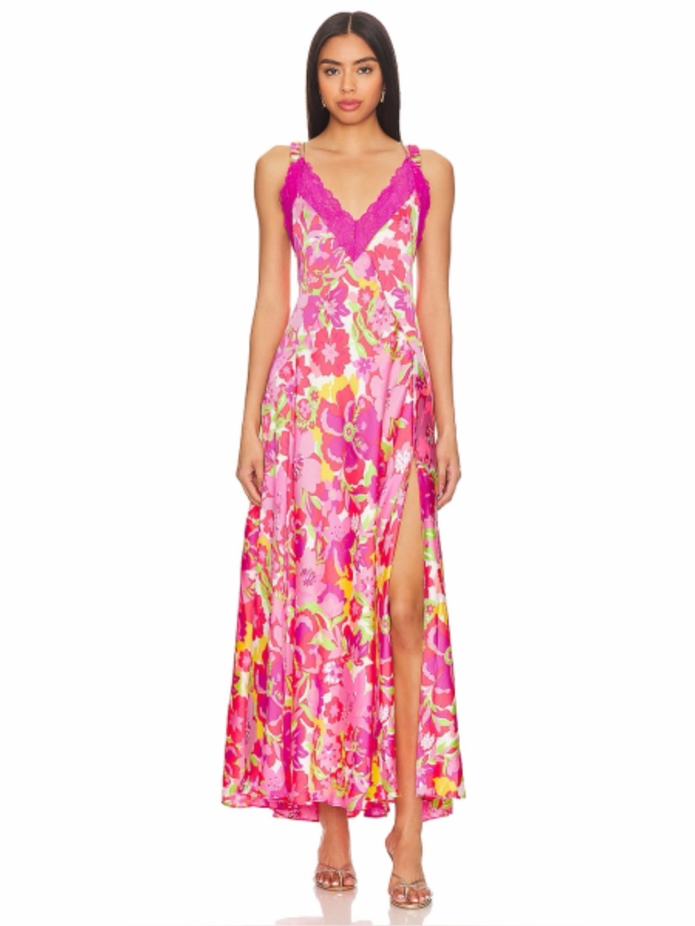 Free People All A Bloom Maxi Dress In Neon Pop Combo size Small​​​